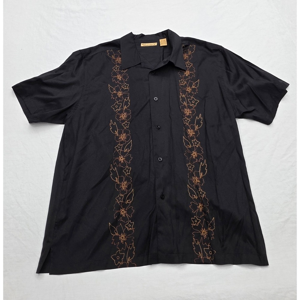 The Havanera Co. Men's Black Button Down Shortsleeve Shirt Size XL